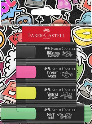 Obrázok produktu pre Faber-Castell Textliner Graffiti, 4 kusov, Modrá, Zelená, Ružová, Žltá, Hrot dláta, Plast, 1 mm, 5 mm