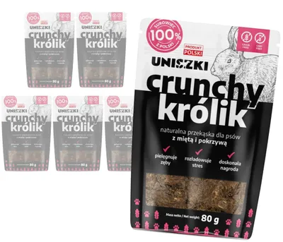 Zdjęcie produktu dla Uniszki Crunchy Królik 6x80g Naturalny Przysmak Gryzak Dla Psa