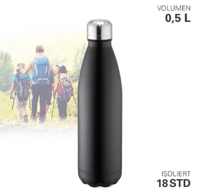 Produktbild von Weis Thermoflasche schwarz vakuumisoliert 500ml 12979