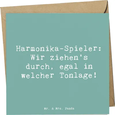 Produktbild von Mr. & Mrs. Panda Grußkarte Spruch Harmonika Spieler - Meeresbrise - Geschenk, Klappkarte, Musiker, Lernen, anlasskarte, Handzuginstrument, Glückwunschkarte, Spaß, Musik