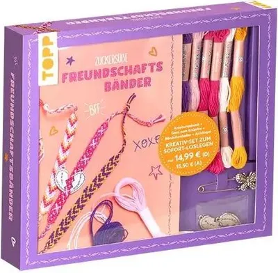 Produktbild von Kreativ-Set Zuckersüße Freundschaftsbänder. Mit Anleitungsbuch und Material