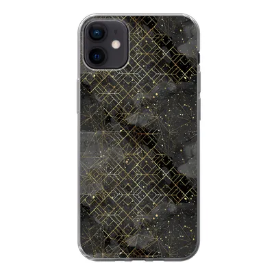 Produktbild von MuchoWow® Handyhülle Schutzhülle Hülle für iPhone 12 mini Marmor - Schwarz - Gold - Geometrie Silikon Softcase Handy Hülle - Bild