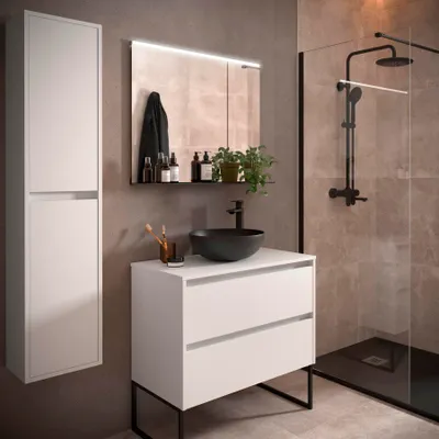 Produktbild von Badezimmermöbel BALTIC 800 2 Schubladen WHITE SATIN + Waschtisch-Platte