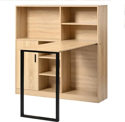 Produktbild von MODFU  Regal-Schrankschreibtisch,2 in 1-Schreibtisch mit Aufbewahrungsschrank,Computertisch und Arbeitstisch,Natur