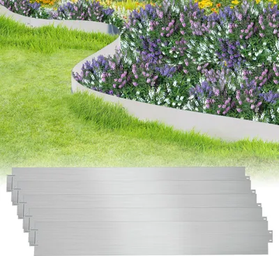 Produktbild von Jayseuw Rasenkante Metall Beeteinfassung Beetumrandung Mähkante Palisade Beetrand 100x18cm 10m