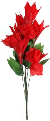 Zdjęcie produktu dla Sztuczny Bukiet Eleganckich Lilii i Róż w Kolorze Czerwonym, 56 cm