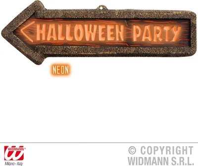 Produktbild von Schild Halloween Party 3D 56x17 cm, Neon