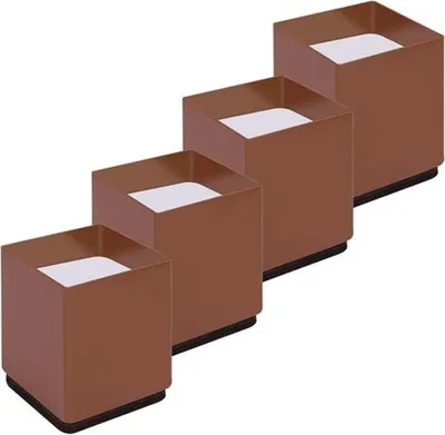 Produktbild von Bettbeinerhöhung, 4er-Set aus Kohlenstoffstahl, Möbelerhöhungen erhöhen die Höhe um 5 cm, tragen 10000 lbs, Tisch-, Stuhl- oder C-Erhöhungen (braunes Quadrat)