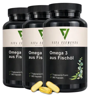 Image de Vita Elements Oméga 3 Lot de 3 365 Gélules EPA DHA Huile de Poisson Complément Alimentaire, Image générée par une IA