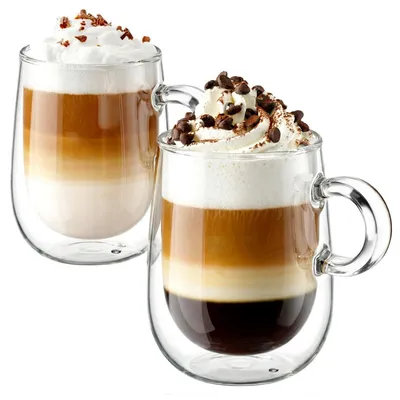 Produktbild von Doppelwandige Cappuccinotassen 350ml 2er Set Transparent Borosilikatglas