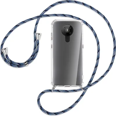 Produktbild von Handykette Backcover-Schutzhülle mit Band (Metall silberfarben) für Nokia 5.3 - Blautöne