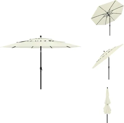 Image de vidaXL Parasol avec mât en aluminium 3 couches couleur sable 3,5 m - Parasols & ombrelles