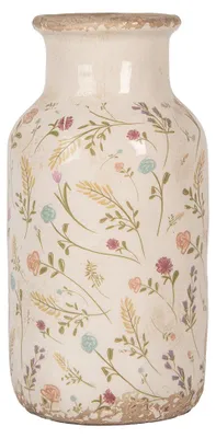 Imagen del producto de Florero Clayre & Eef, diámetro 14 cm, altura 26 cm, color beige, cerámica, para flores
