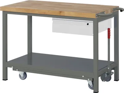 Immagine prodotto di Banco da lavoro STIER Premium, con telaio abs., 1 cassetto, 125x70x88 cm, acciaio e faggio