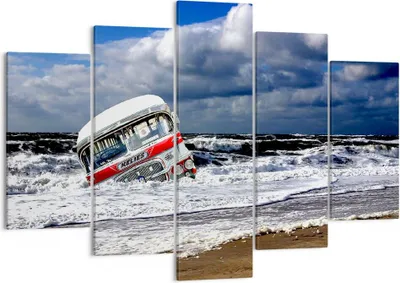 Produktbild von Bild auf Leinwand - Leinwandbild - Ozean Landschaft Auto - 150x100cm - Wand Bild - Wanddeko - Leinwanddruck - Bilder - Kunstdruck - Wanddekoration - Leinwand bilder - Wandkunst - EA150x100-0228