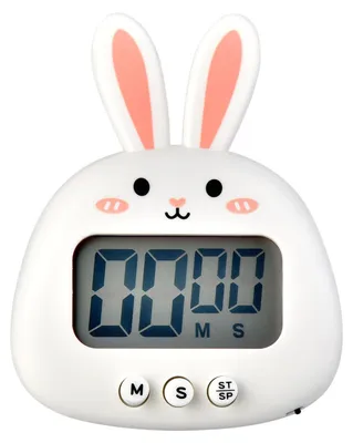 Produktbild von Digitaler Küchentimer, niedlicher Hase, magnetisch, präzise, ​​einfache Bedienung, klarer Alarm, Kochen für Familie, Schule, Büro, Weiß