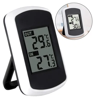Produktbild von Digitales Funk-Thermometer Innen Außen mit LCD Display, Temperaturmessgerät für Umwelt, Wetterstation, drahtlos, präzise, tragbar