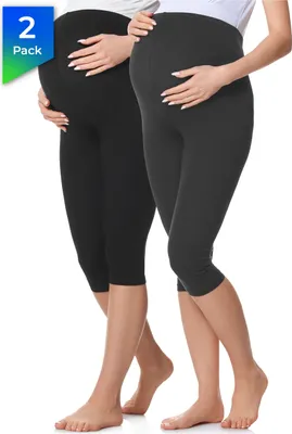 Produktbild von Be Mammy 3/4 Umstandsleggings aus Baumwolle 2Pack BE20-229 (2Pack Schwarz/Graphite, S)