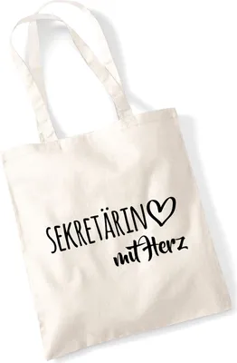 Produktbild von Huuraa Jutebeutel Sekretärin mit Herz 10 Liter Natural Baumwolle Tasche Geschenkidee