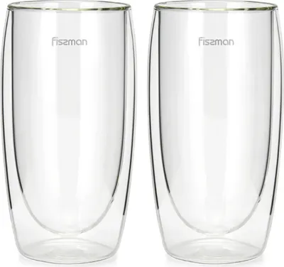 Produktbild von Set mit 2 Fissman-Frappé-Gläsern, Borosilikatglas, 7,5 x 15 cm, 350 ml, transparent