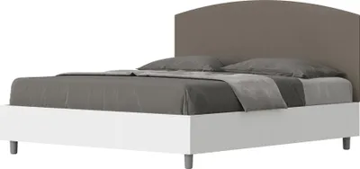 Produktbild von ITYHOME - Bett mit Bettkasten 160x200 Bettgestell Esche weiß Bett-Kopfteil mit Kunstlederbezug cappuccino Antilia