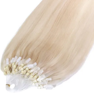 Produktbild von hair2heart Premium Microring Extensions Echthaar glatt - 25 Strähnen 1g 60cm 10/0 hell-lichtblond