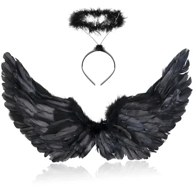 Imagen del producto de Alas de ángel negras con diadema para disfraces