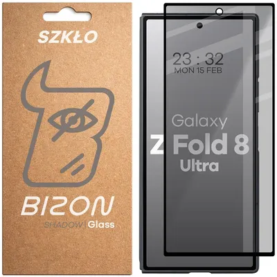 Produktbild von Gehärtetes Glas mit Privatschutzfilter für Galaxy Z Fold8 Ultra, Bizon Glass Edge Shadow, getönt mit schwarzer Rahmen