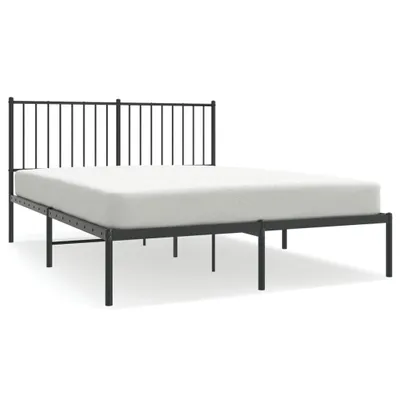 Zdjęcie produktu dla Metalowa Rama Łóżka Z Wezgłowiem Czarna, 140X200 Cm Lumarko!