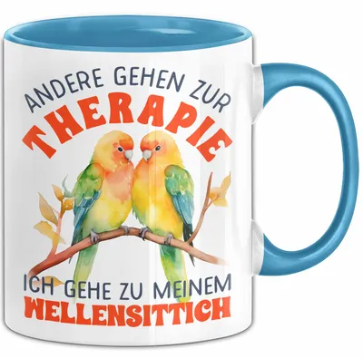 Produktbild von Wellensittich Tasse Geschenk Andere Gehen Zur Therapie Ich Gehe Zu Meinem Wellensittich (Blau)
