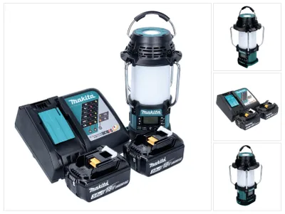 Imagen del producto de Makita DMR056RF Radio de trabajo inalámbrica FM/DAB+ IP65 360° 18V con linterna + 2 baterías de 3.0Ah + cargador