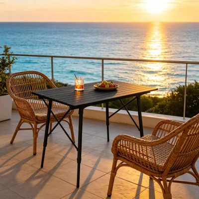 Image de Table de camping réglable en hauteur, 120 cm, noire
