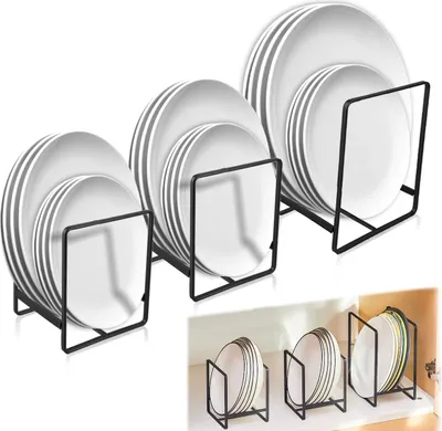 Produktbild von Geschirrregal - Küchenschrank - Schrank Organizer - Geschirr Organizer - Pfannenregal - Aufbewahrungsregal