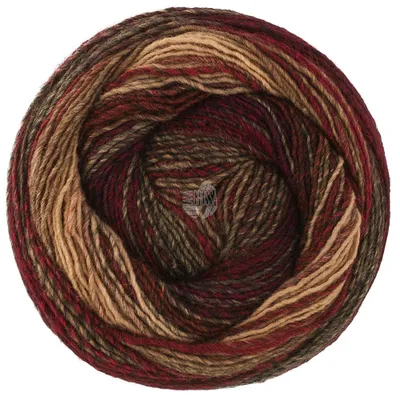 Produktbild von Lana Grossa GOMITOLO MODO 200 g Dochtgarn mit Farbverlauf 700 m Farbe 628 - Schwarzrot/Camel/Schwarzbraun/Anthrazit