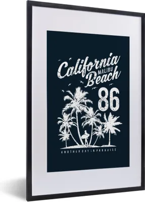 Produktbild von MuchoWow® MuchoWow® Gerahmtes Poster Strand - Palme - Retro 40x60 cm - Poster mit zchwarzem Bilderrahmen - Poster in Rahmen