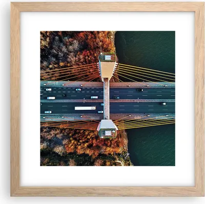 Produktbild von Gerahmtes Poster - Rahmen in heller Eiche - Brücke Siekierkowski Warschau - 30x30 cm - Wand Bild - Wanddeko - Wandbilder - Kunstposter - Wandposter - Bilderrahmen - Bilder - P2NAC30x30-4663