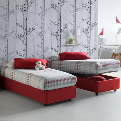 Immagine prodotto di Talamo Italia Letto Singolo Acetico 105x215 cm Rosso, Sfoderabile Contenitore  Italy