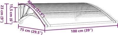 Produktbild von vidaXL Türvordach Schwarz 100x75 cm Polycarbonat