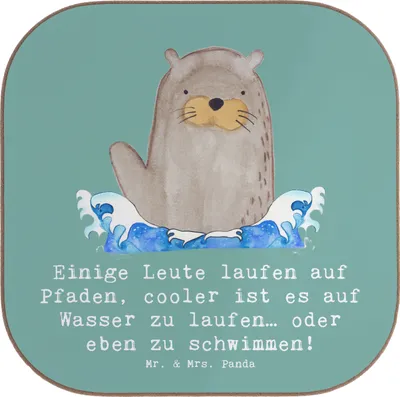 Produktbild von Mr. & Mrs. Panda Untersetzer für Gläser Schwimmen Pfade - Meeresbrise - Geschenk, Sportler Geschenke, Training, Glas, Wasser, Teamsport, Holzuntersetzer, Coaster, Tassen