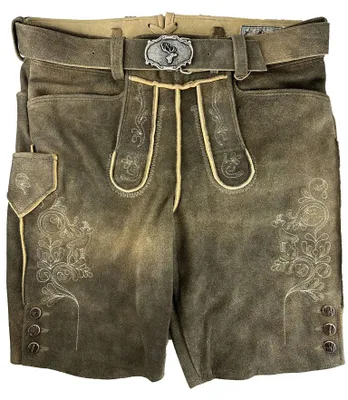 Produktbild von Buchberger Kurze Lederhose "Schorsch 1" mit Gürtel | Ziegenvelours Granit Größe: 56
