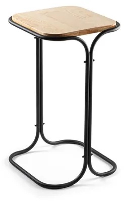 Image de Table basse dappoint en bois et métal noir et naturel 30 x 52 x 30 cm