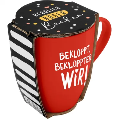 Produktbild von Tasse Motivdruck 'Bekloppt, bekloppter, wir!', mit Banderole