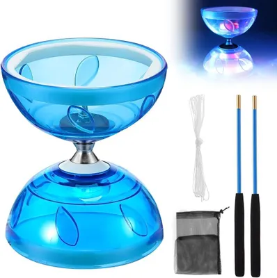 Produktbild von LED-Diabolo mit Kugellagern – Diabolo-Set mit einem im Dunkeln leuchtenden Diabolo – Beleuchtung für Kinder und Erwachsene