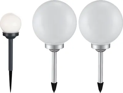 Produktbild von 3er Set LED Solarleuchten, Kugel weiß, Erdspieß, D 10/20 cm