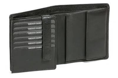 Produktbild von LEAS Kombibörse mit RFID Schutz im Hochformat mit Klappe für viele Karten Echt-Leder, schwarz Escalera-Edition