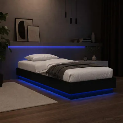 Imagen del producto de Maison Exclusive: Estructura de cama con iluminación LED, roble , 80 x 200 cm, material de madera