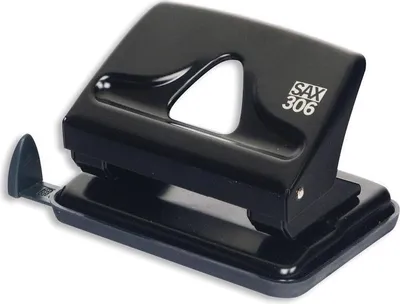 Produktbild von Sax 2-Loch Stanze, 20 Blatt, schwarz, 5,5 mm Lochdurchmesser, 80 mm Lochabstand, A4/A5/A6 Formatbegrenzer