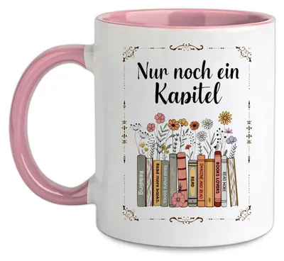 Produktbild von Keramiktasse Buchmotiv Geschenk für Leseratten Kaffeebecher für Bücherwürmer