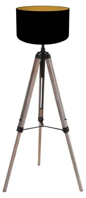 Produktbild von Mexlite - stehlampe - Triek - schwarz - holz leinen - Ø 75cm - E27 - 4107ZW