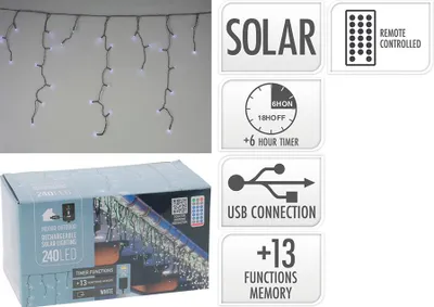 Immagine prodotto di Applique con ghirlanda solare ricaricabile a 240 LED bianchi